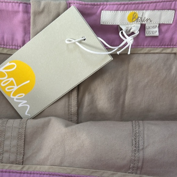 Boden Womens Tan khaki mini Chino skirt 2 pockets zipper Sz 10P NWT - Picture 2 of 7